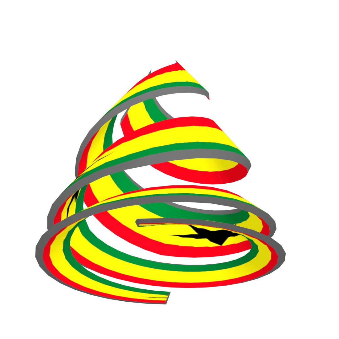 Ghana Flag on a double spiral helix structure 3D model_9
