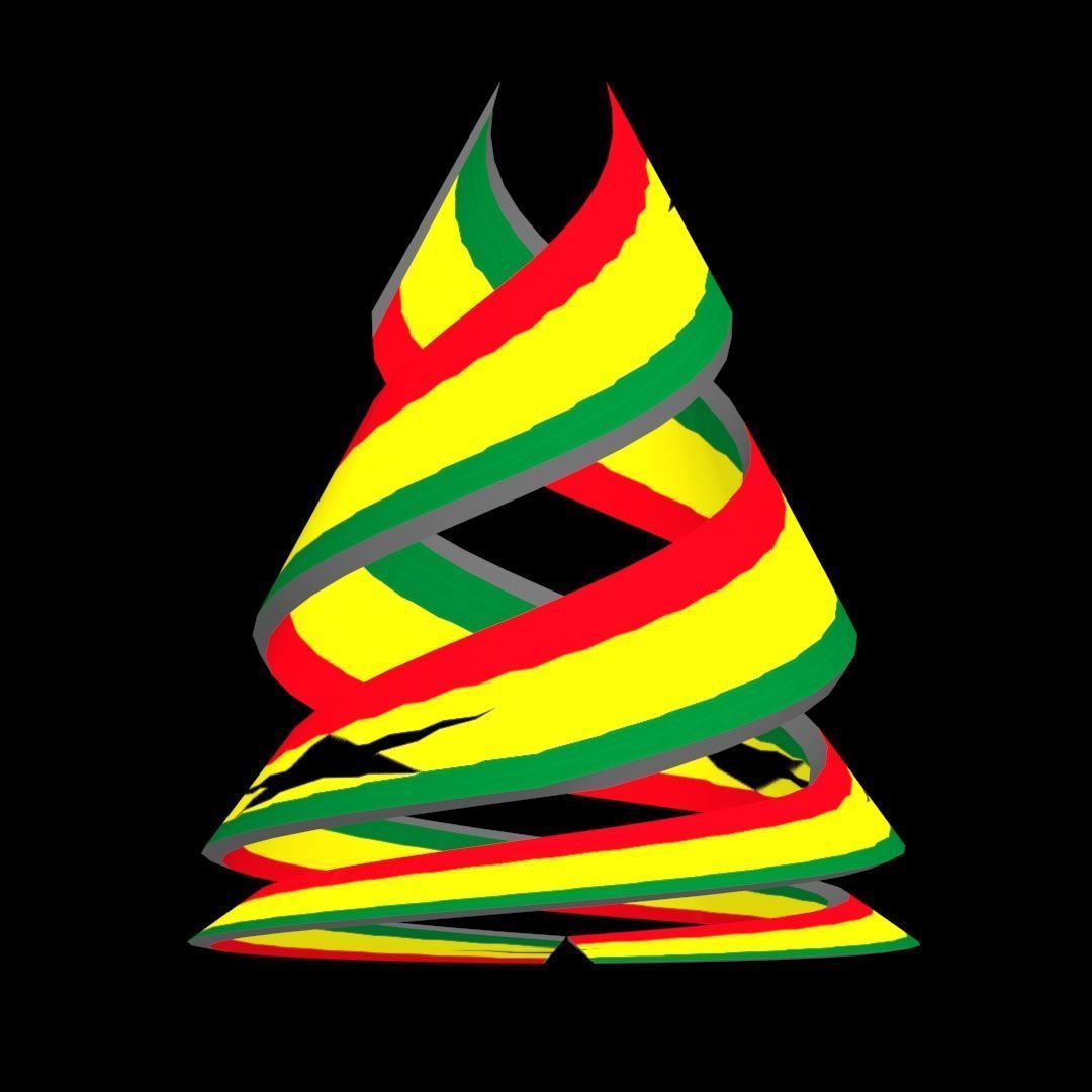 Ghana Flag on a double spiral helix structure 3D model_34