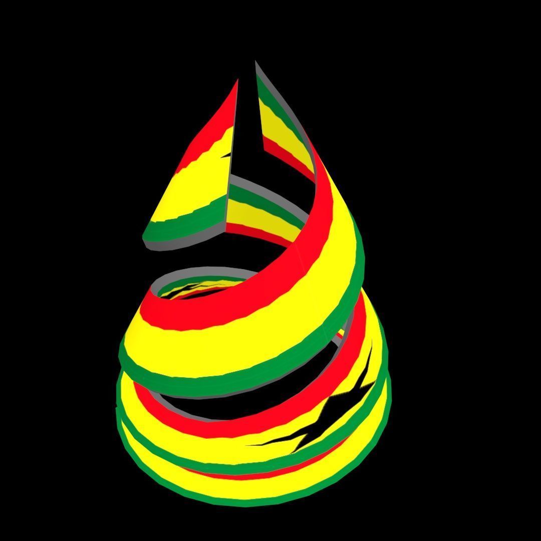 Ghana Flag on a double spiral helix structure 3D model_41