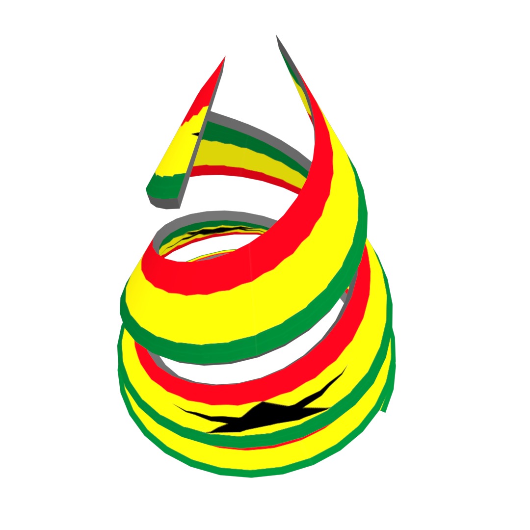 Ghana Flag on a double spiral helix structure 3D model_7