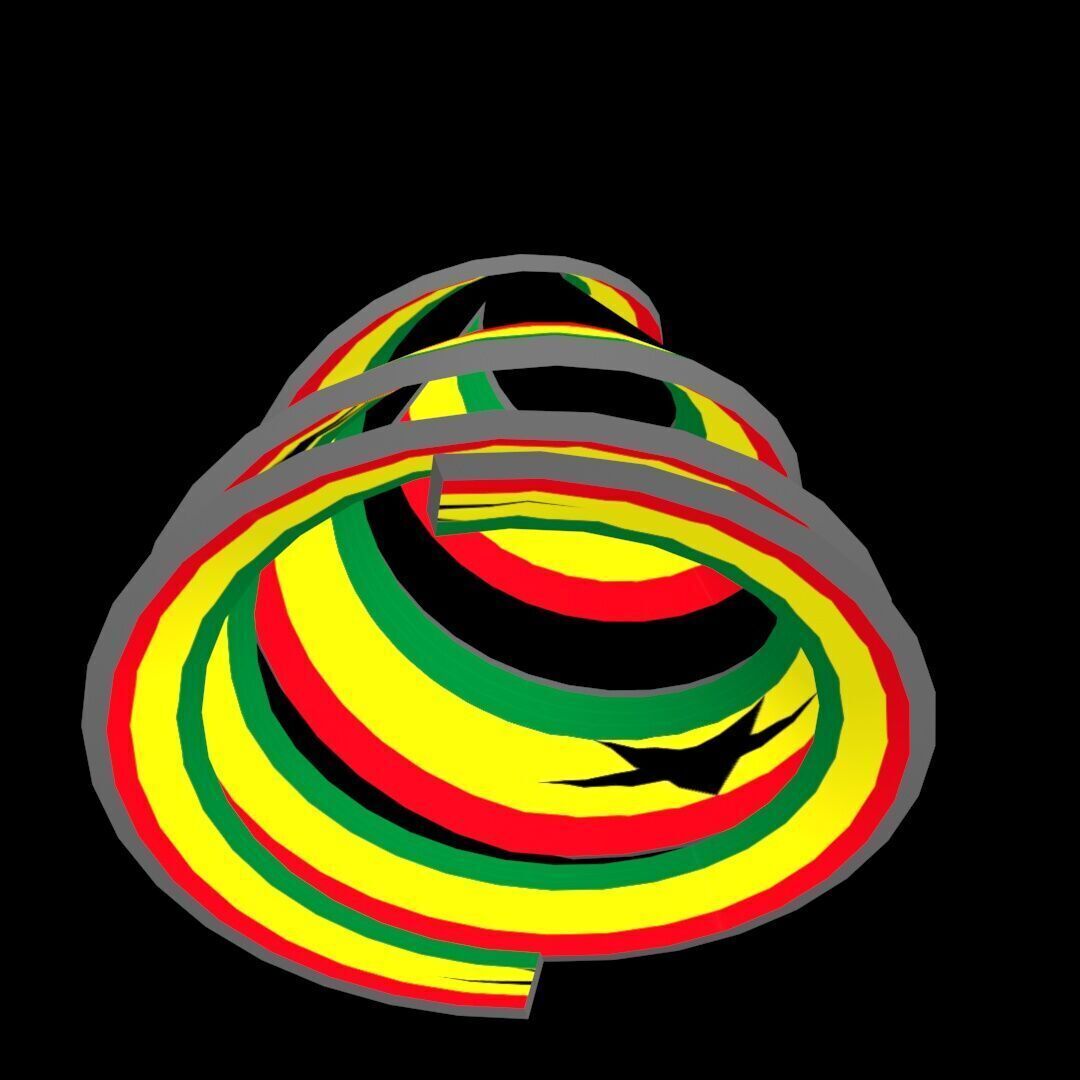 Ghana Flag on a double spiral helix structure 3D model_45