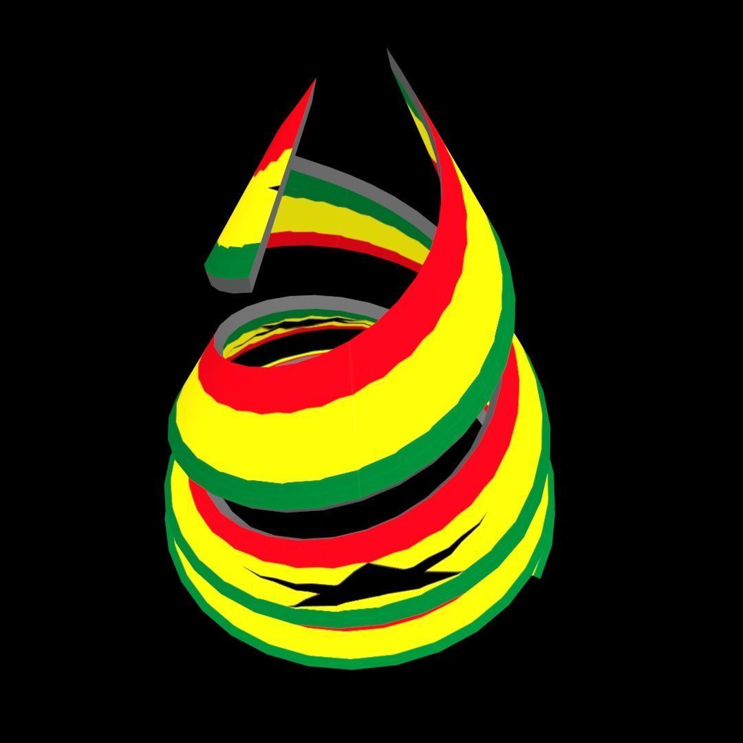 Ghana Flag on a double spiral helix structure 3D model_39