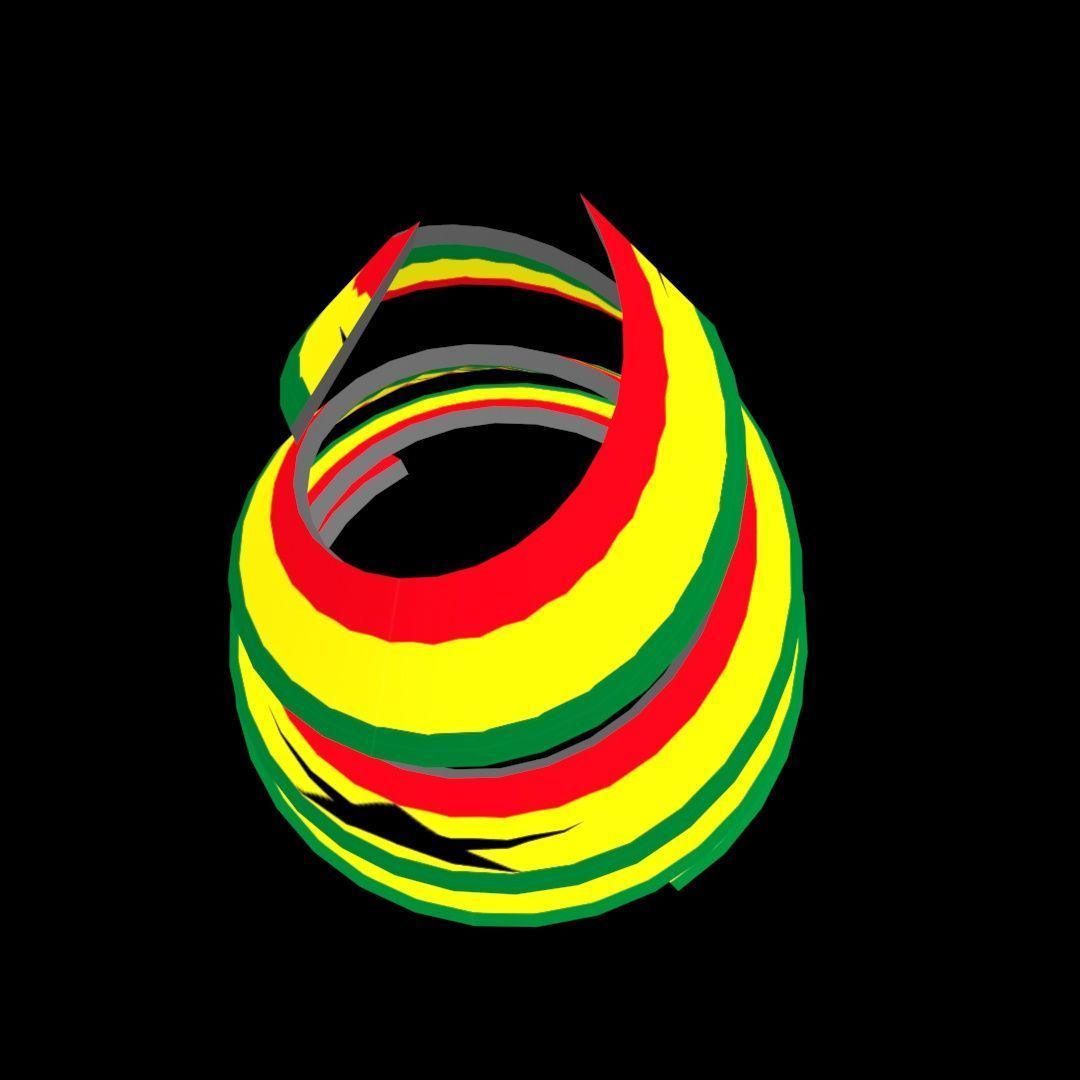Ghana Flag on a double spiral helix structure 3D model_47