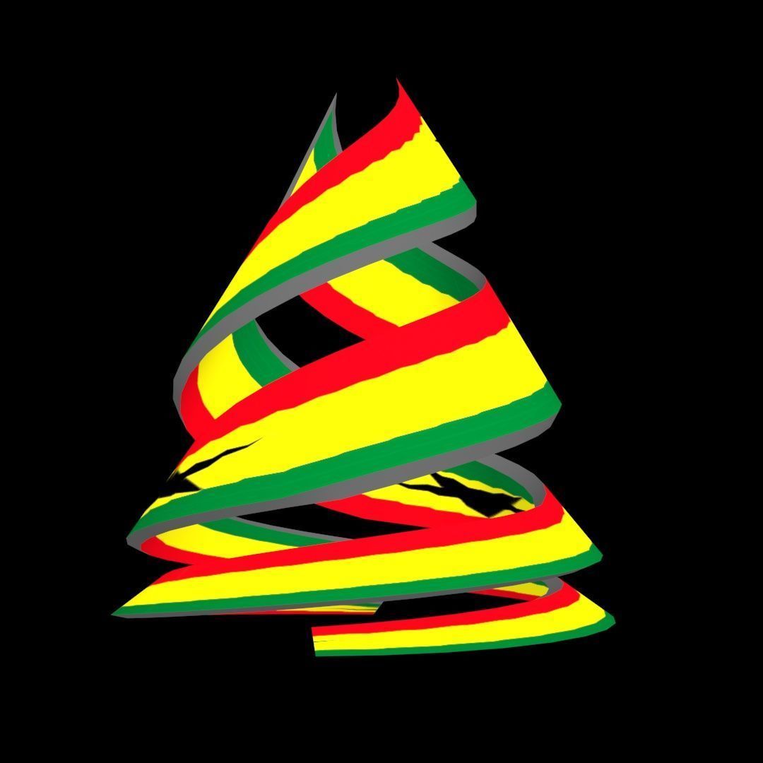 Ghana Flag on a double spiral helix structure 3D model_31