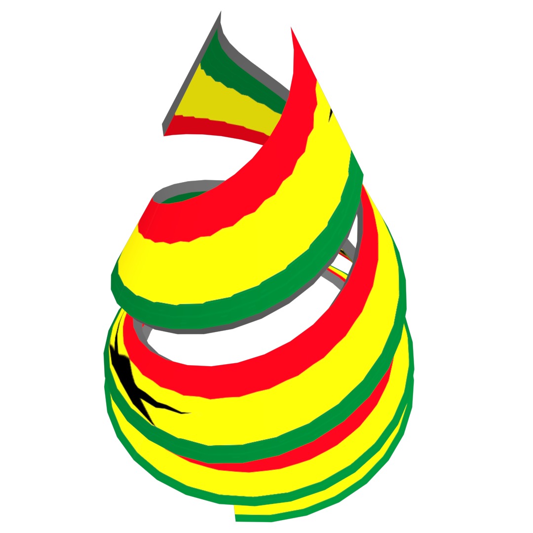 Ghana Flag on a double spiral helix structure 3D model_12