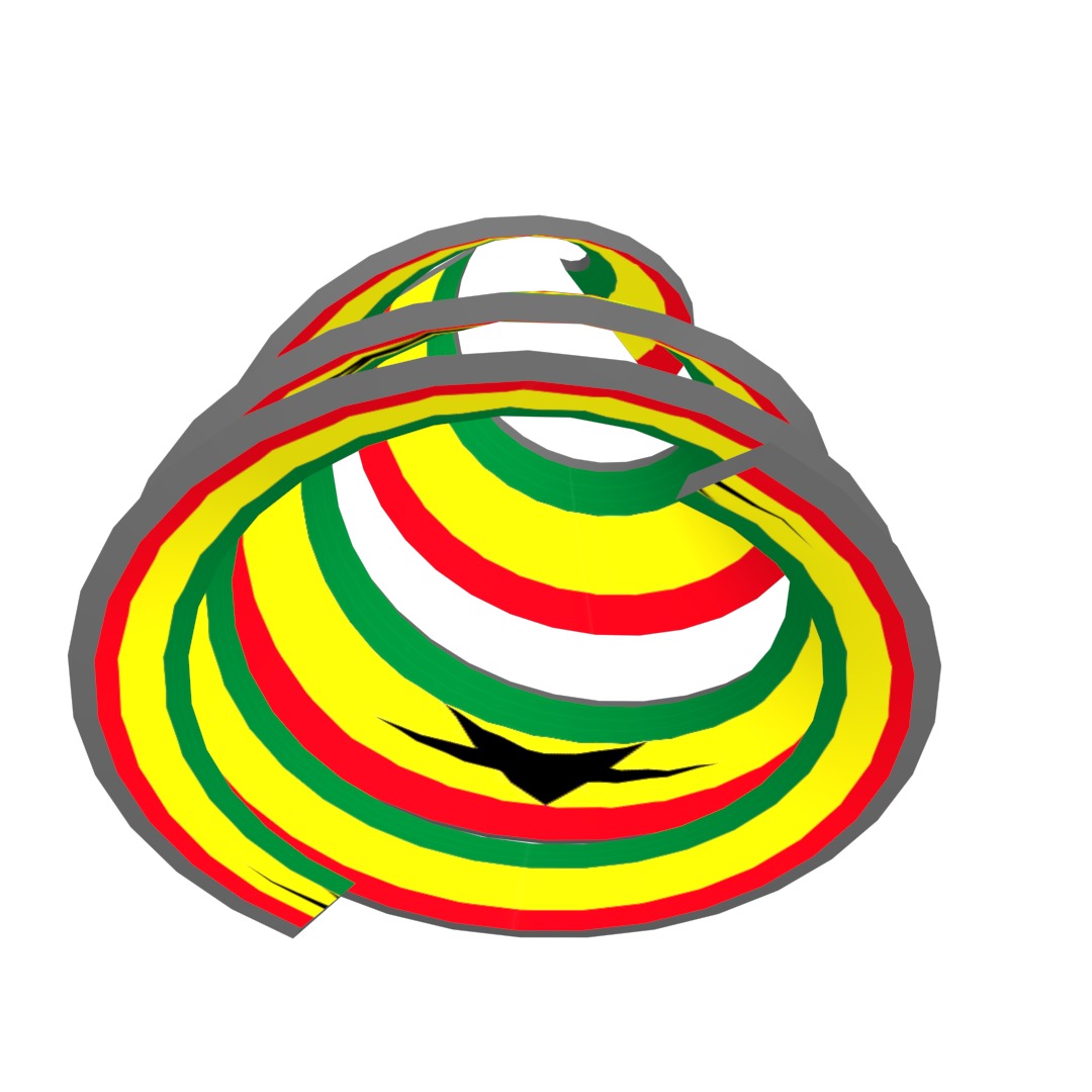 Ghana Flag on a double spiral helix structure 3D model_20