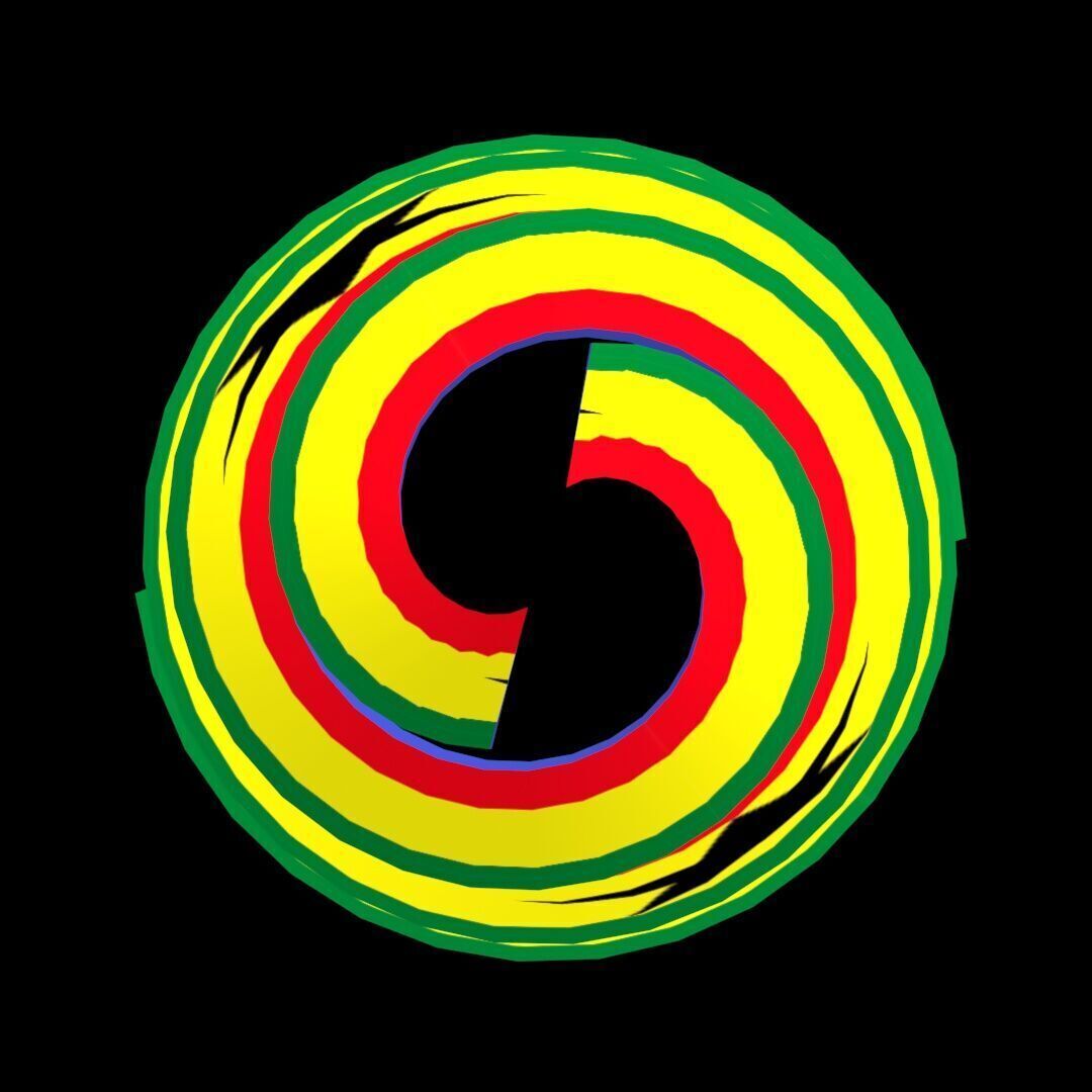 Ghana Flag on a double spiral helix structure 3D model_32