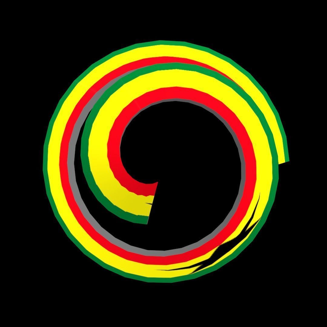 Ghana Flag on a double spiral helix structure 3D model_55