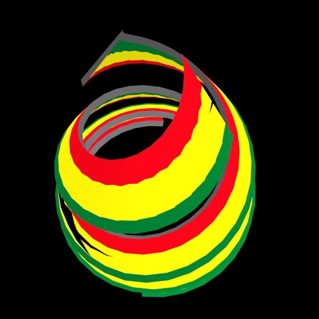 Ghana Flag on a double spiral helix structure 3D model_36
