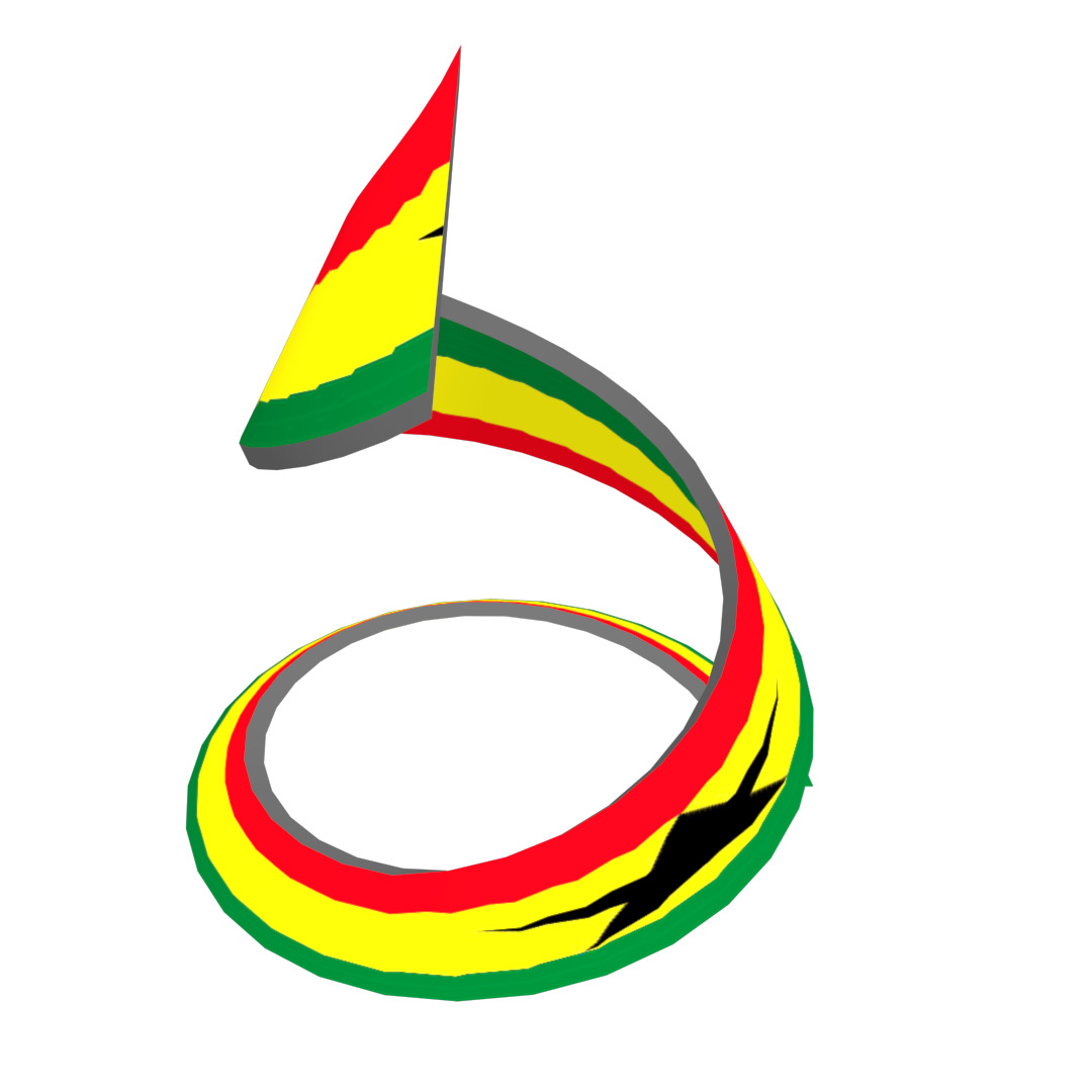 Ghana Flag on a double spiral helix structure 3D model_5
