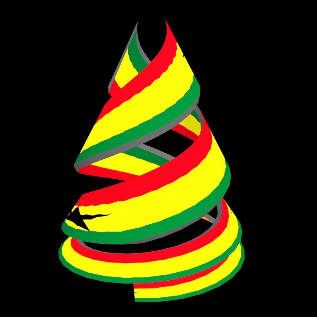 Ghana Flag on a double spiral helix structure 3D model_42