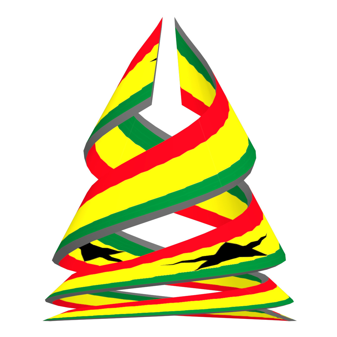Ghana Flag on a double spiral helix structure 3D model_2