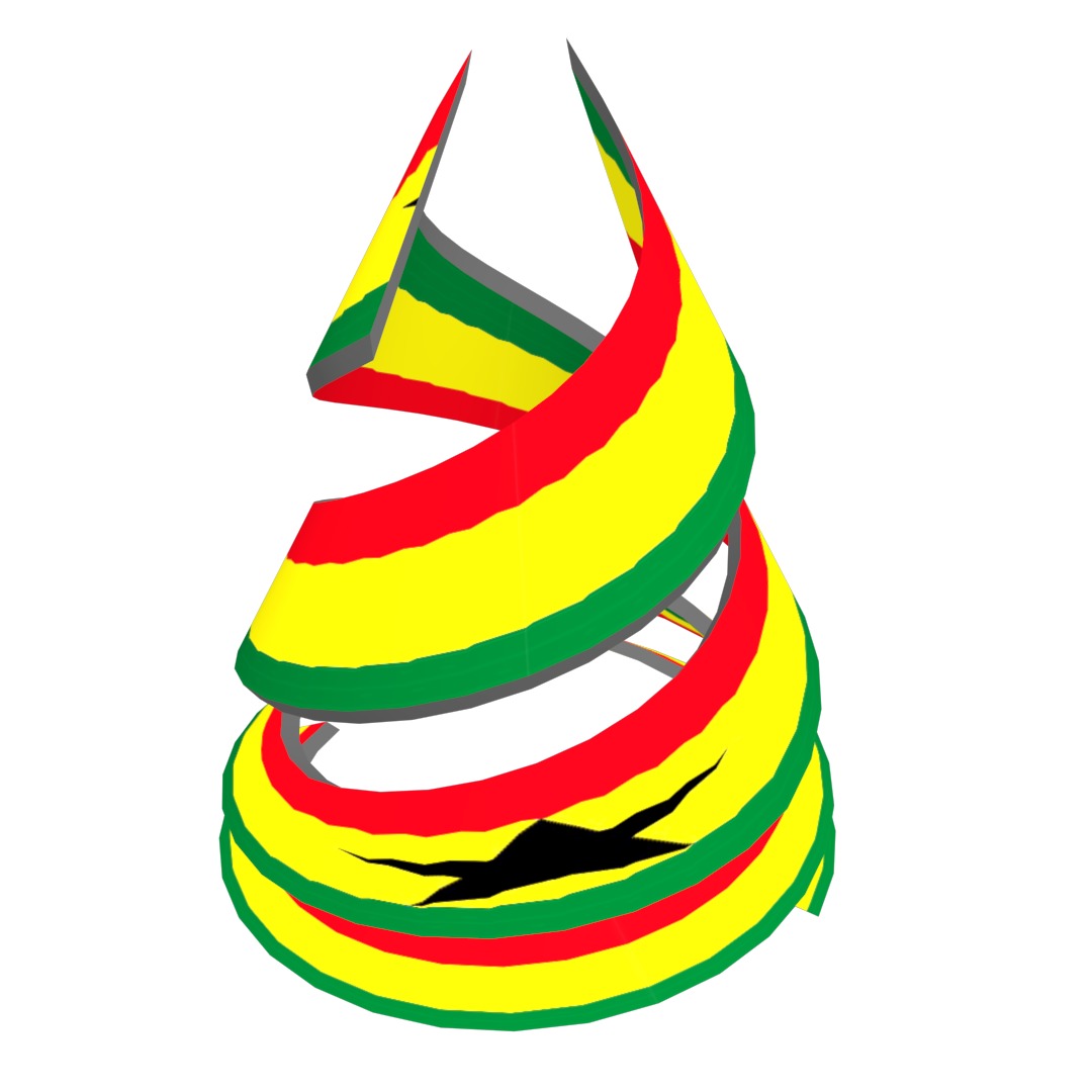 Ghana Flag on a double spiral helix structure 3D model_4