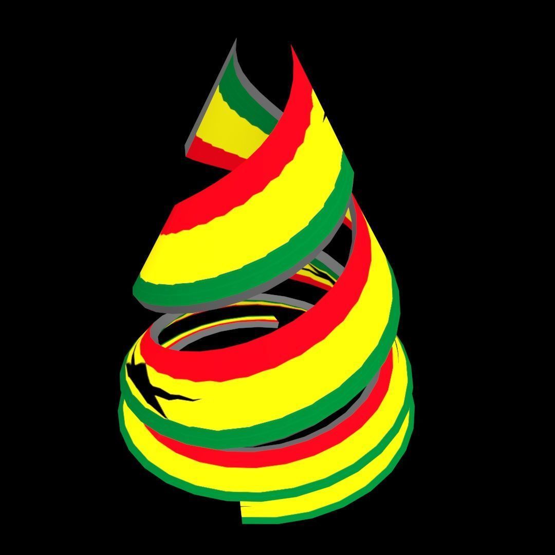 Ghana Flag on a double spiral helix structure 3D model_38