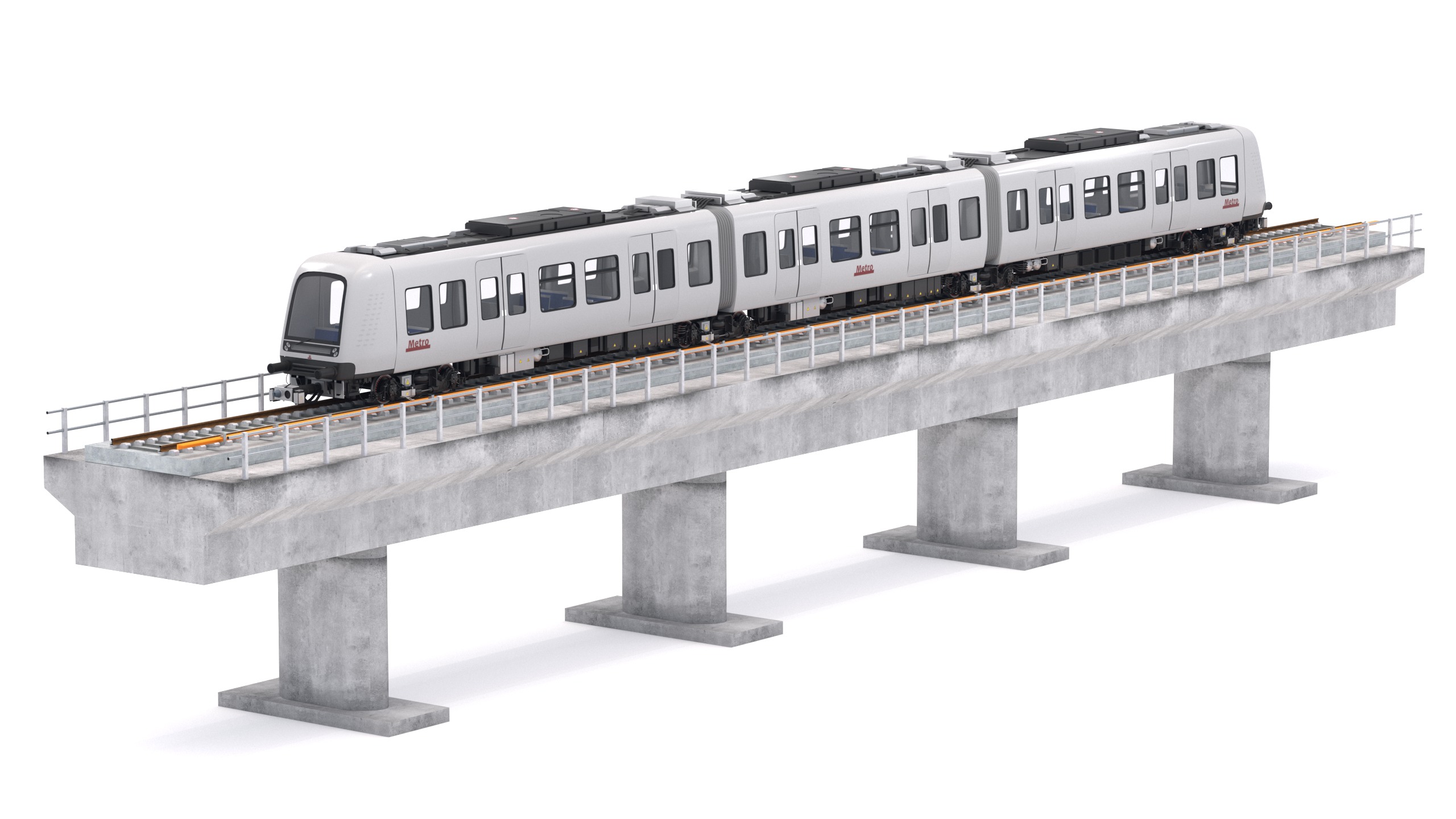 Hitachi Rail Driverless Metro Copenhagen with Railway Bridge 3D model_1