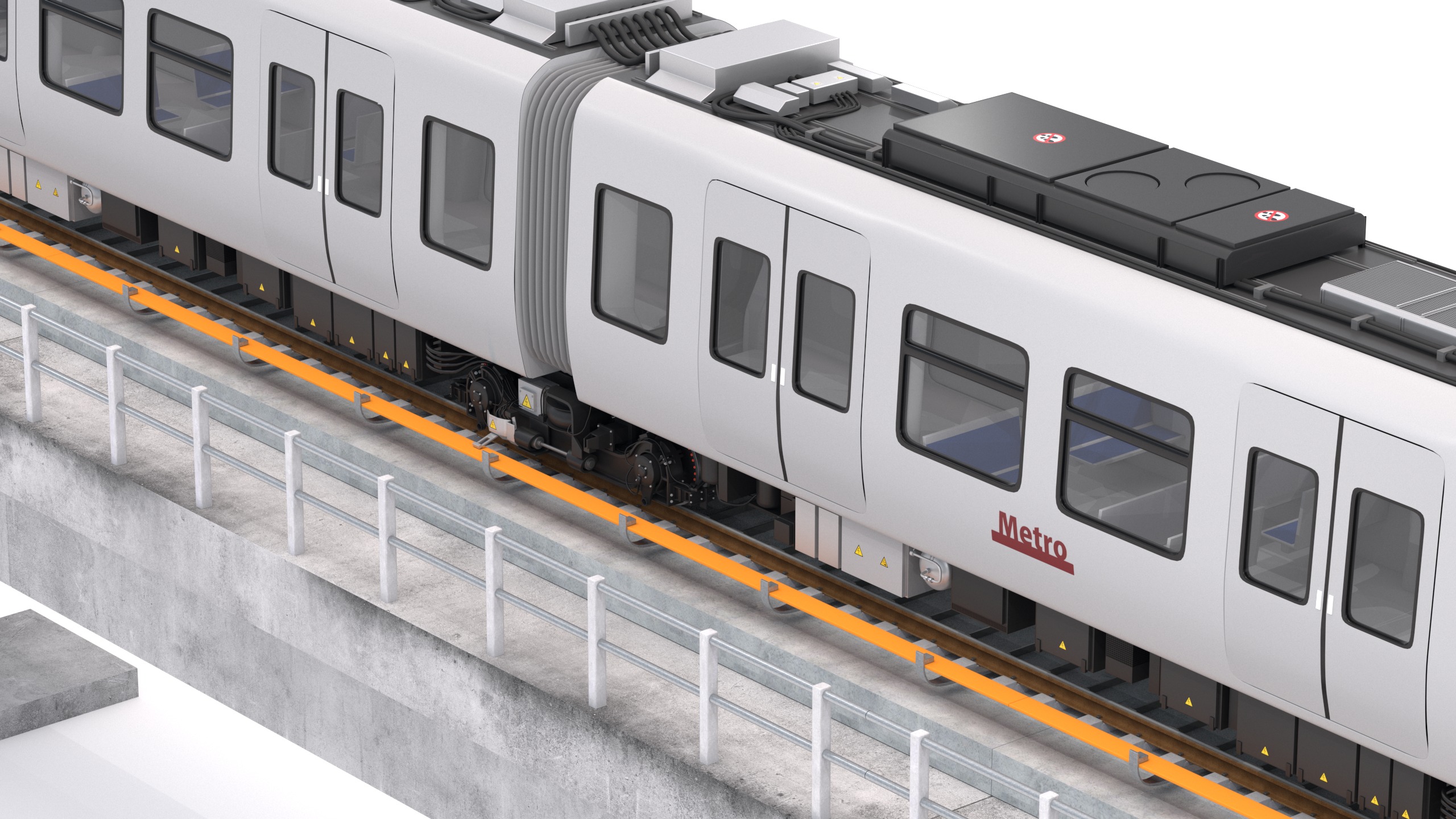 Hitachi Rail Driverless Metro Copenhagen with Railway Bridge 3D model_3