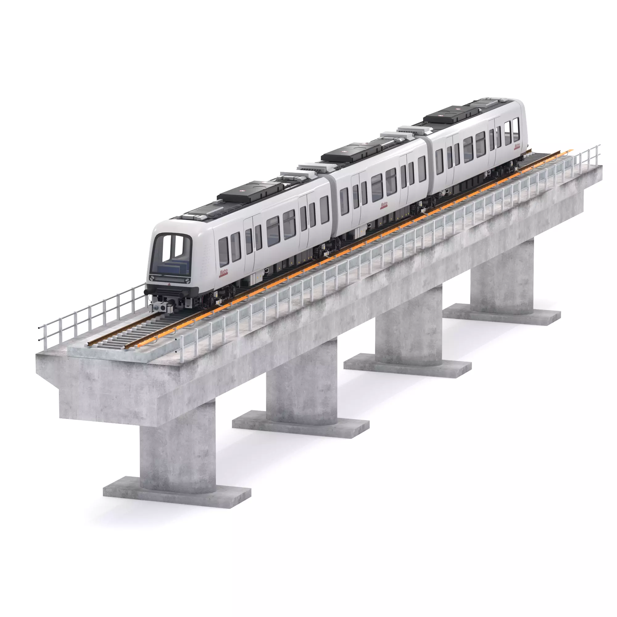 Hitachi Rail Driverless Metro Copenhagen with Railway Bridge 3D model_0