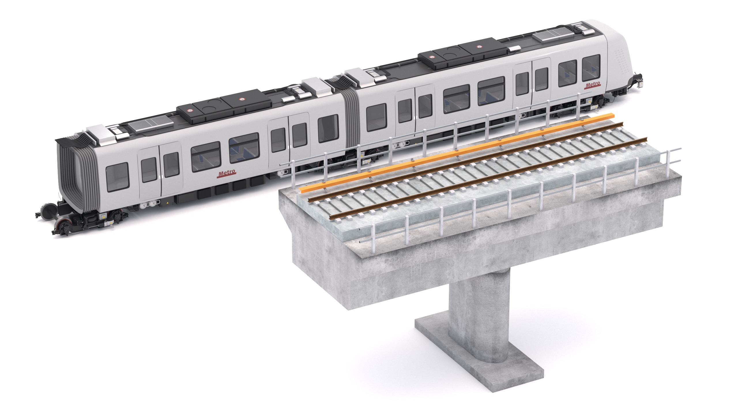 Hitachi Rail Driverless Metro Copenhagen with Railway Bridge 3D model_5