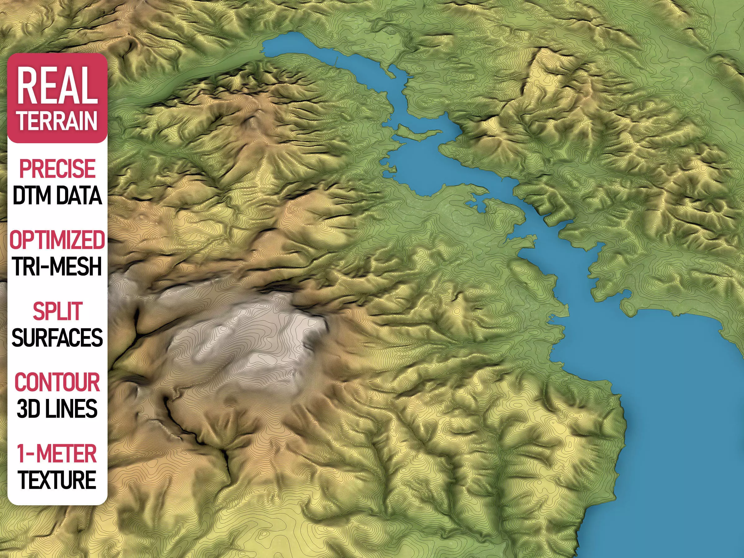 Hobart - Topography Terrain Low-poly 3D model_0