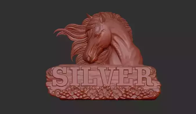 Silver board with horse head 3D print model