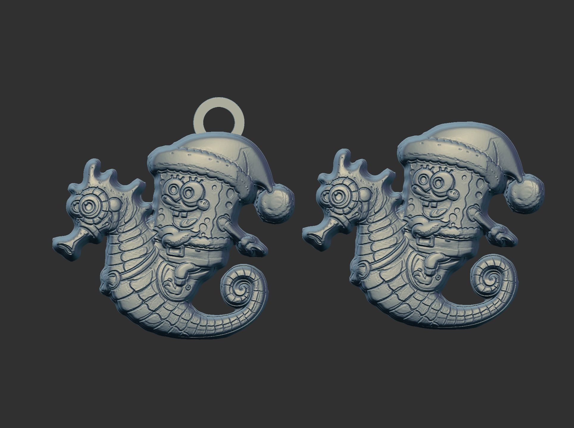 christmas spoongebob seahorse ride decor  3D print model_6