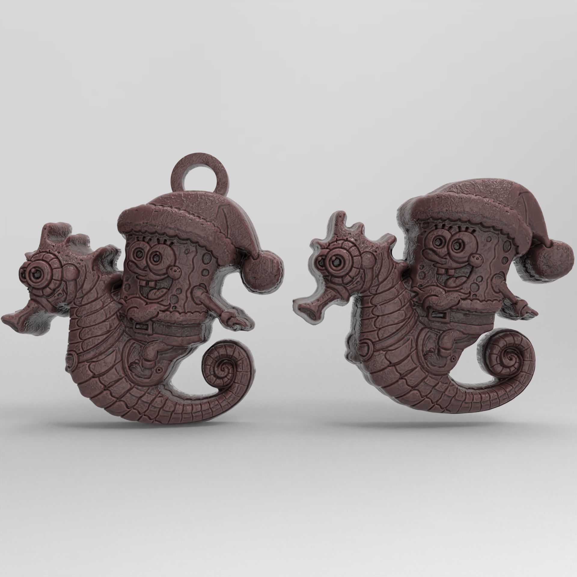 christmas spoongebob seahorse ride decor  3D print model_2