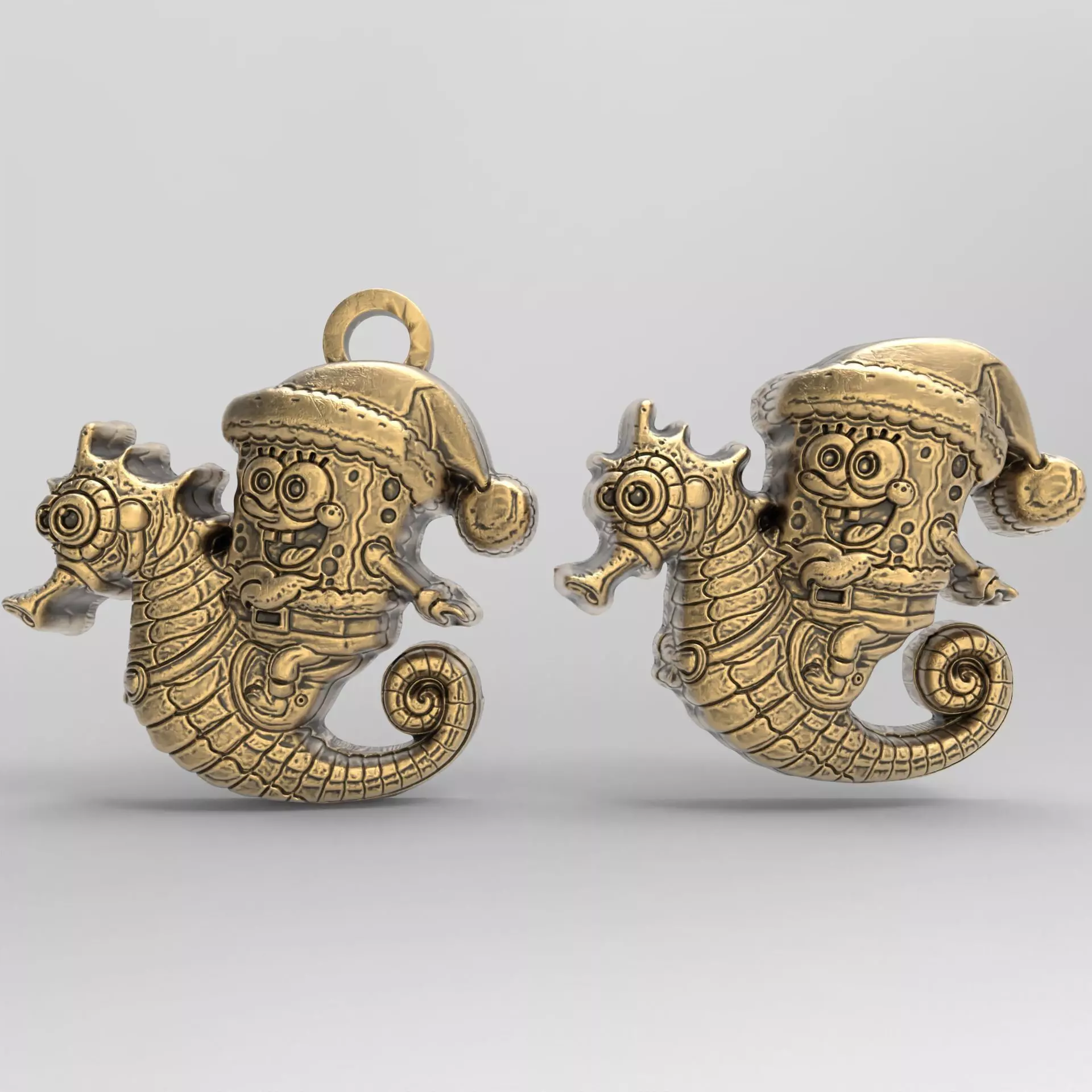 christmas spoongebob seahorse ride decor  3D print model_0