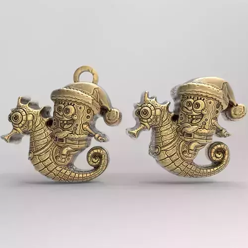 christmas spoongebob seahorse ride decor  3D print model