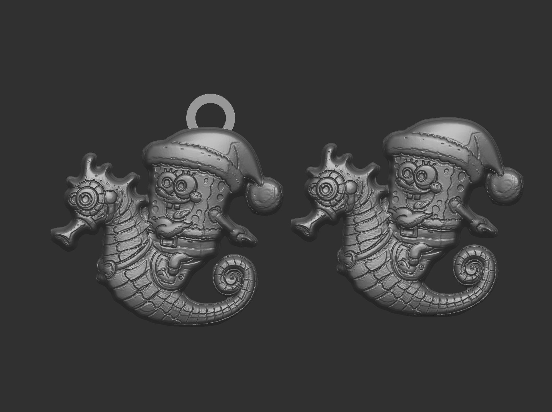 christmas spoongebob seahorse ride decor  3D print model_3