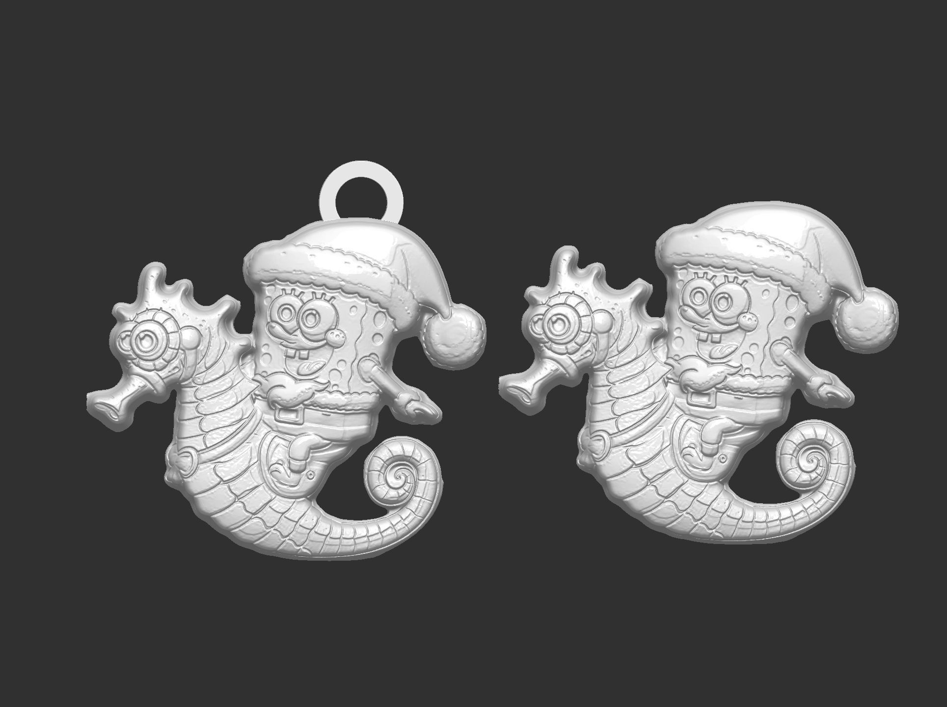 christmas spoongebob seahorse ride decor  3D print model_7