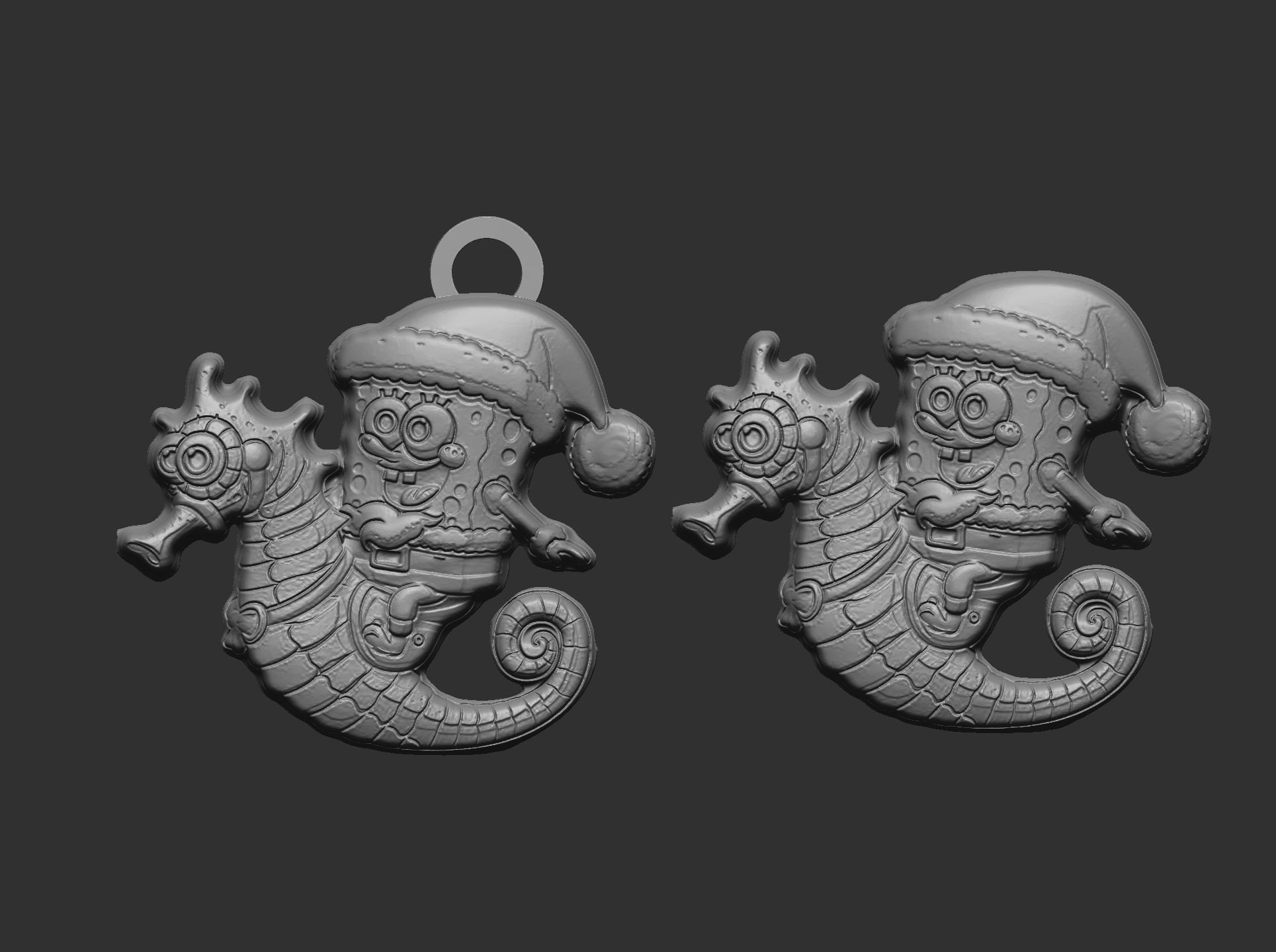 christmas spoongebob seahorse ride decor  3D print model_5