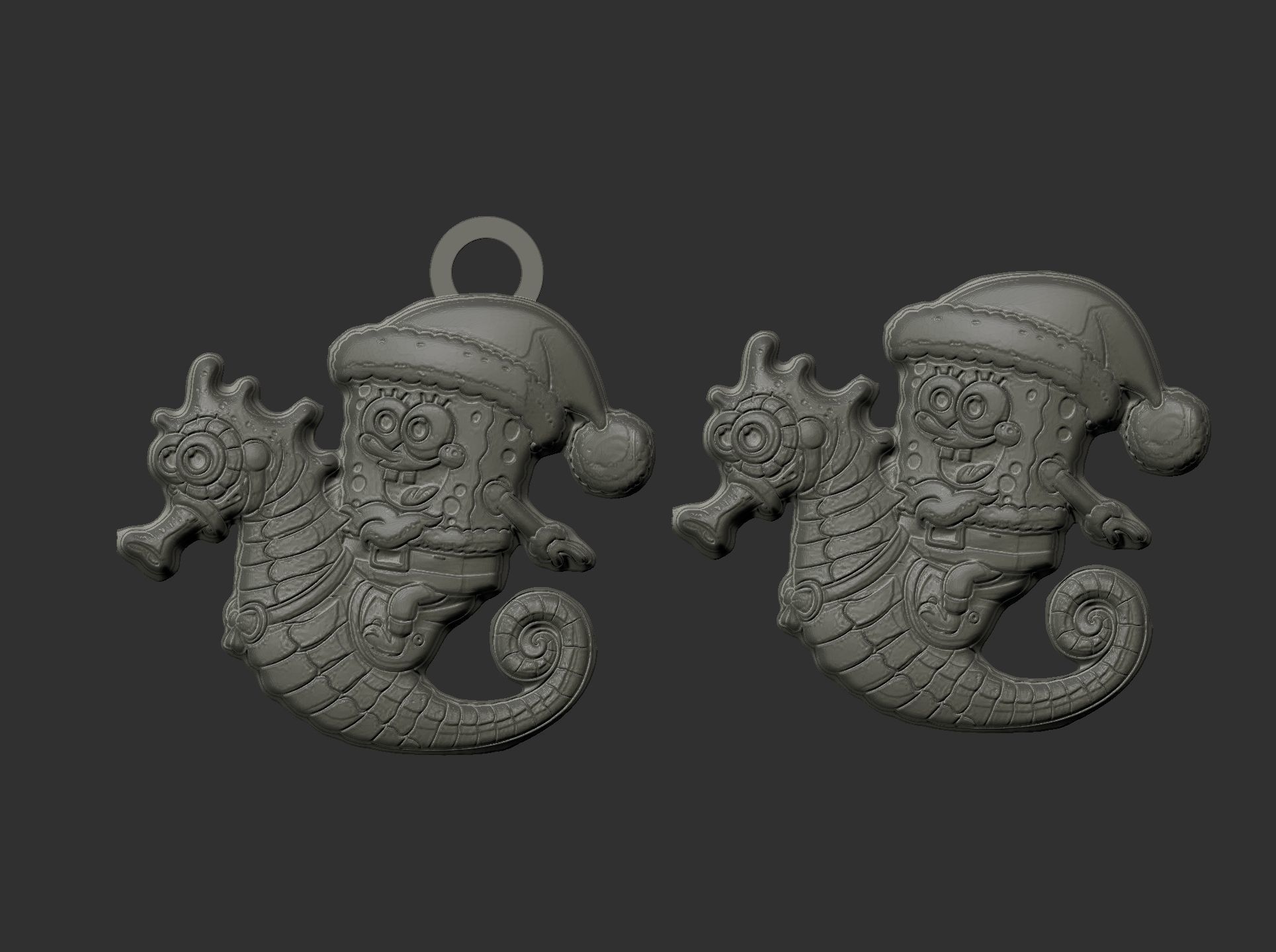 christmas spoongebob seahorse ride decor  3D print model_4