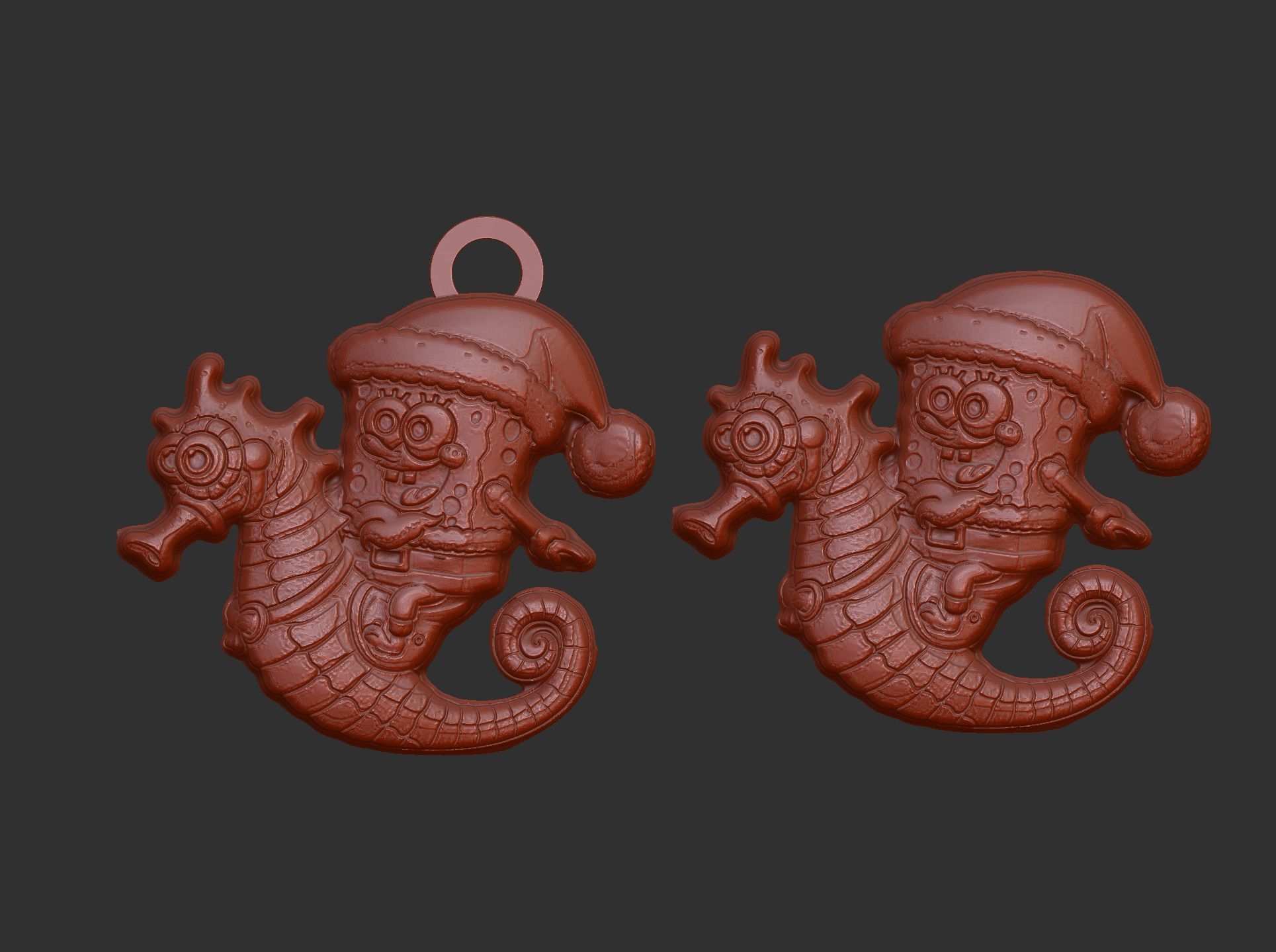 christmas spoongebob seahorse ride decor  3D print model_8