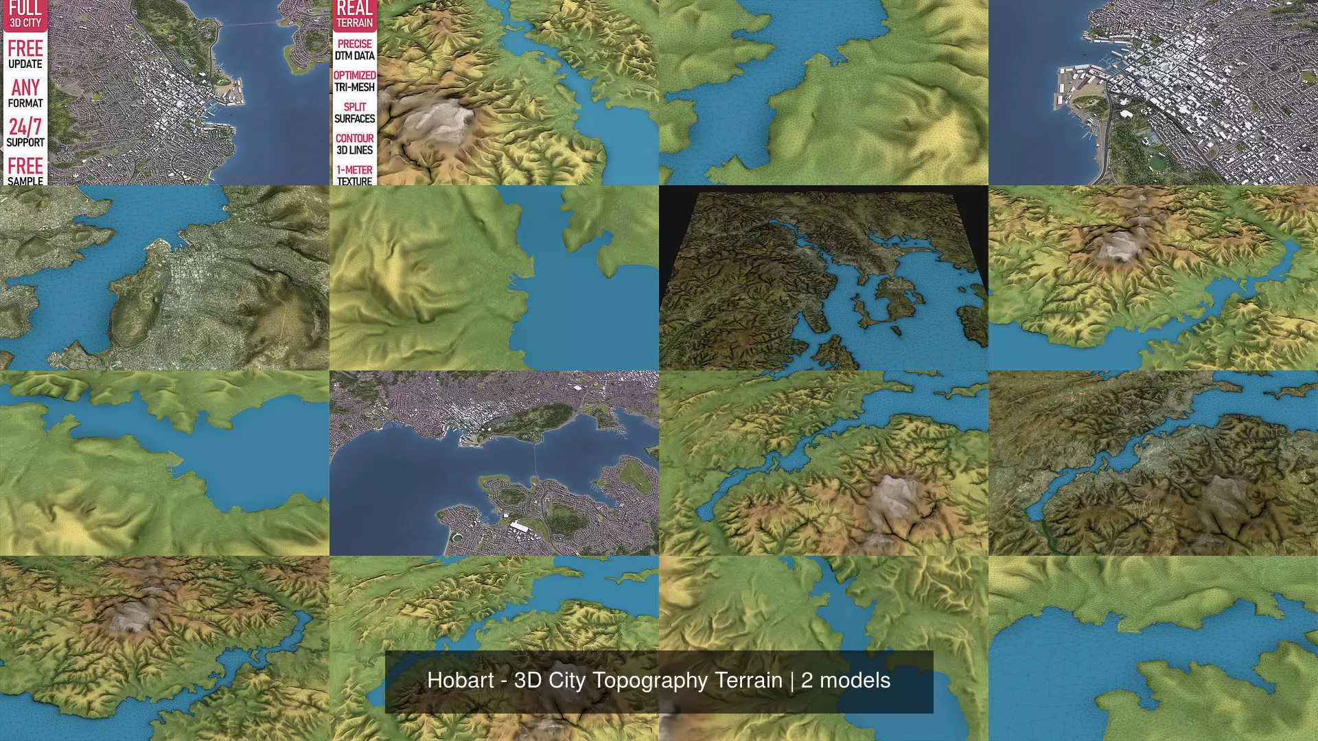 Hobart - 3D City Topography Terrain 3D Model Collection_1