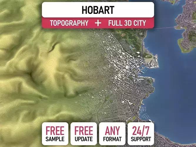 Hobart - 3D City Topography Terrain 3D Model Collection