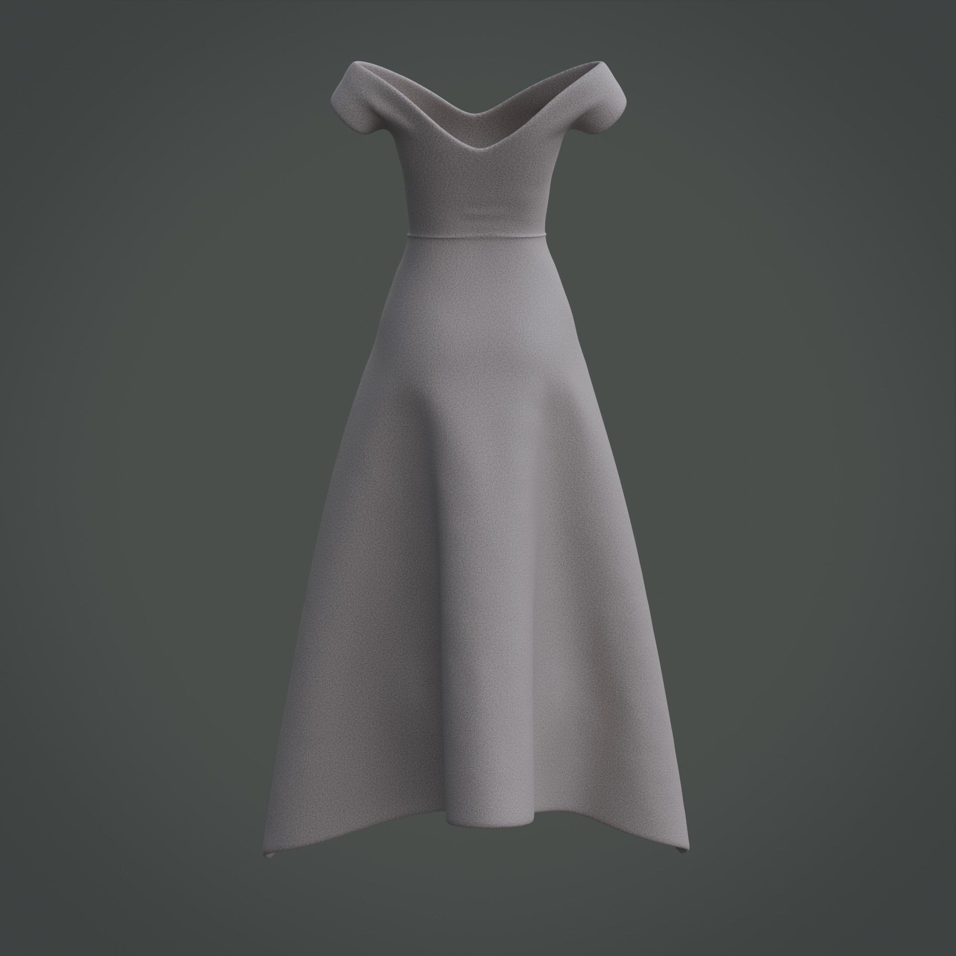 3D Female Gown - Formal Dress V-Neck Low-poly 3D model_10