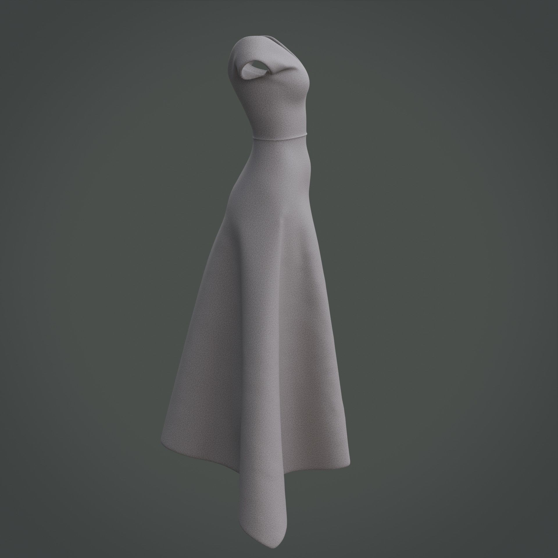 3D Female Gown - Formal Dress V-Neck Low-poly 3D model_5