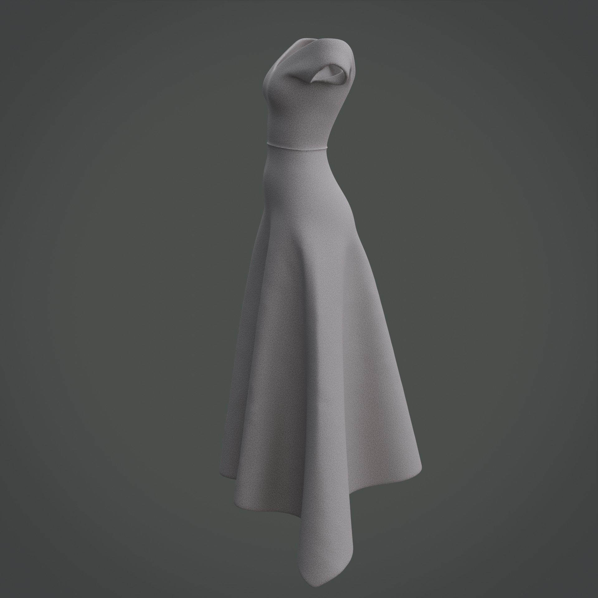 3D Female Gown - Formal Dress V-Neck Low-poly 3D model_15