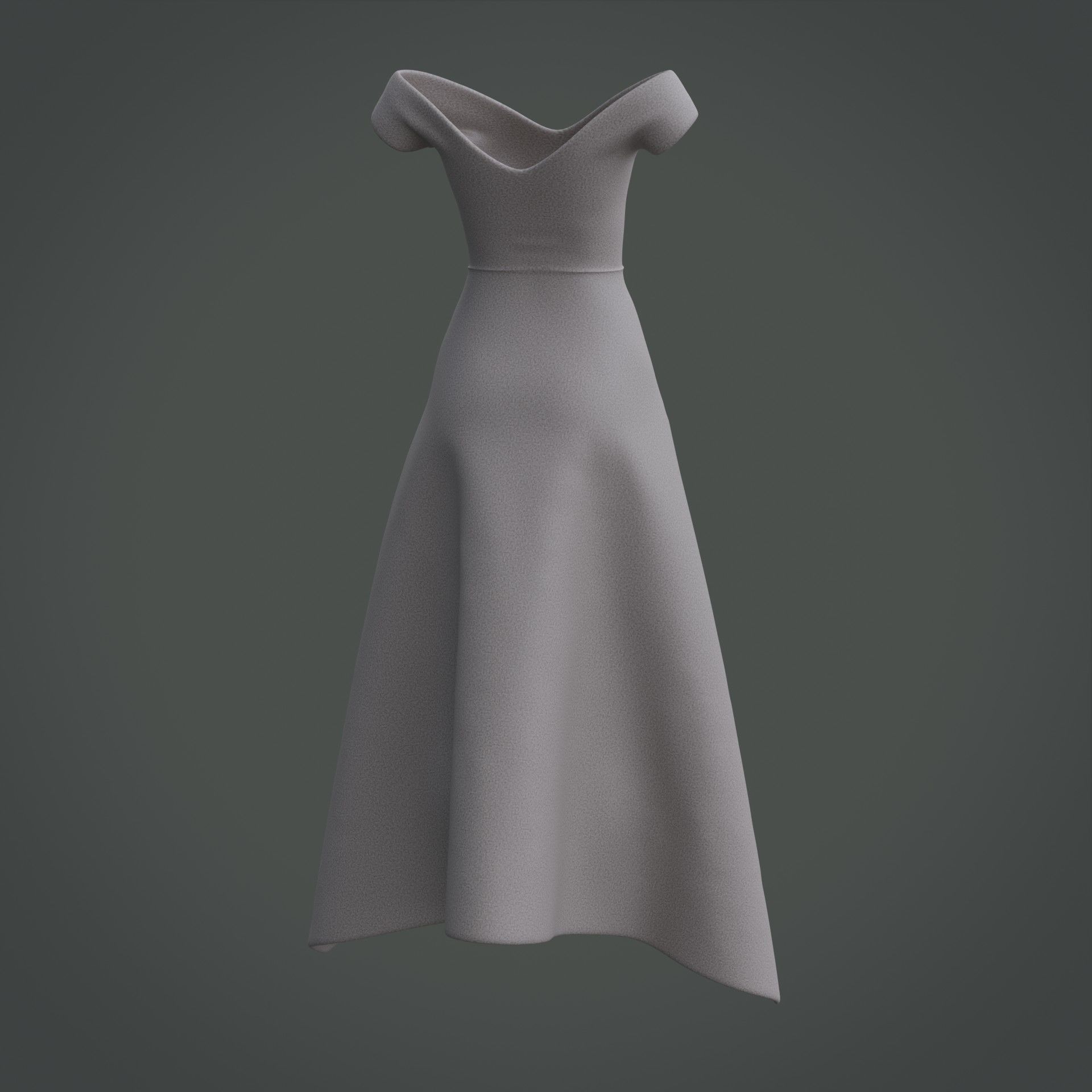 3D Female Gown - Formal Dress V-Neck Low-poly 3D model_9