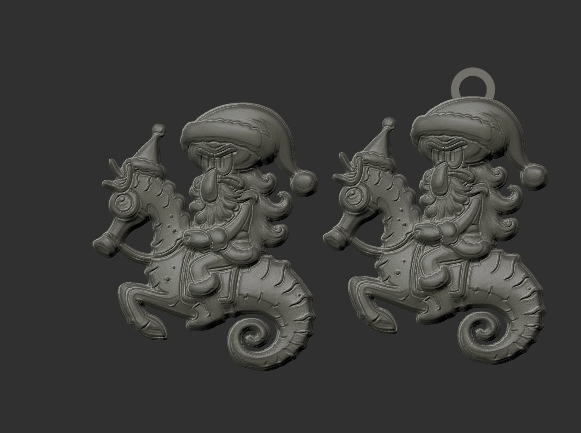 christmas squidward ride seahorse decor  3D print model_6