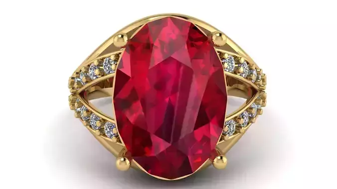 ELEGANT HIP HOP RUBY RING 3D PRINTABLE MODEL 