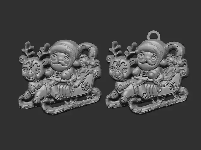 christmass sanda deer rides  3D print model