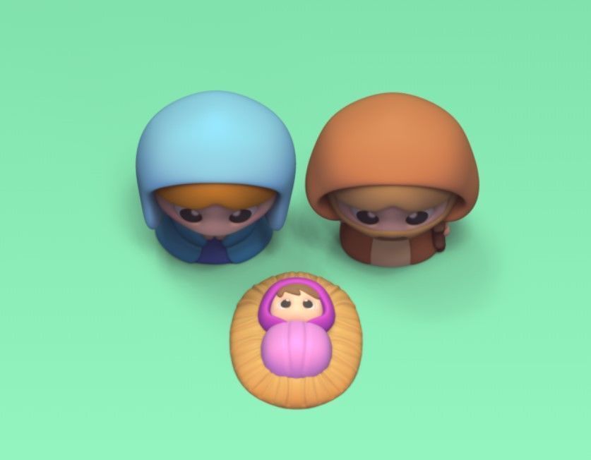 Cute Nativity Scene 3D print model_2