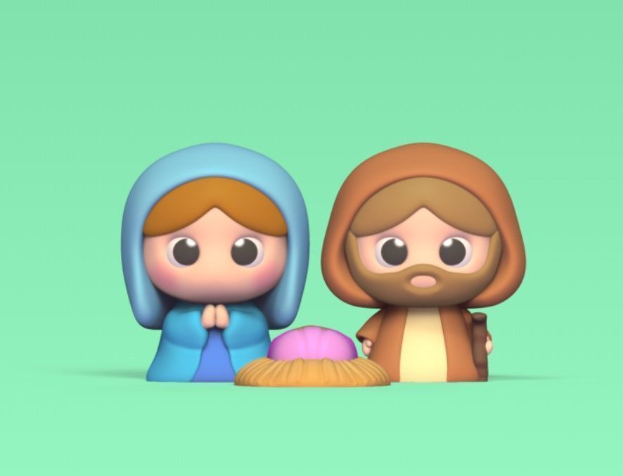 Cute Nativity Scene 3D print model_1