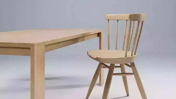 Nakashima wooden chair and table