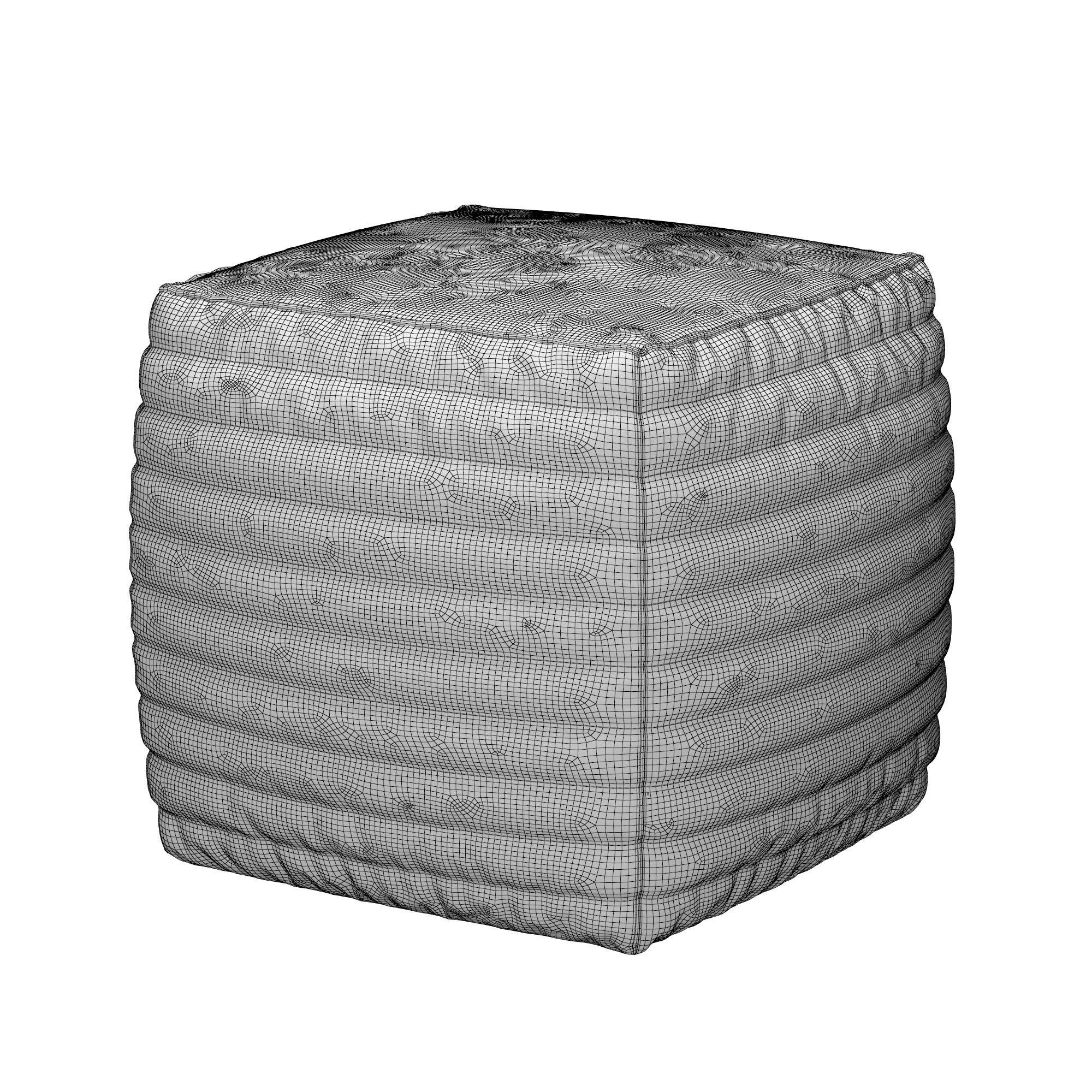 Square Channel Leather Pouf 3D model_4