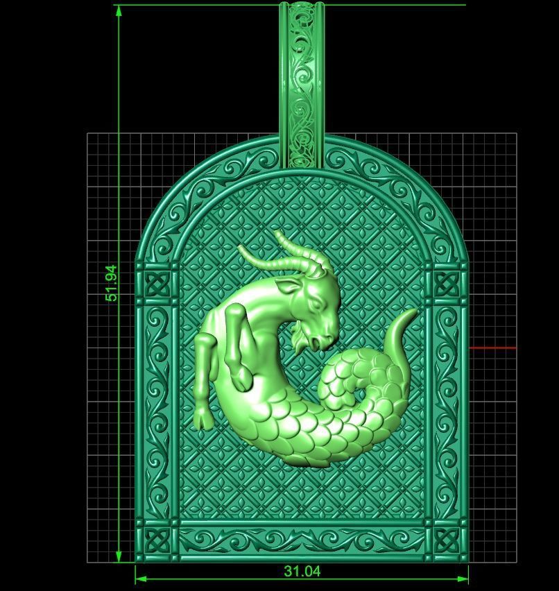 pendant capricorn astrology zodiac sign 1485 3D print model_6