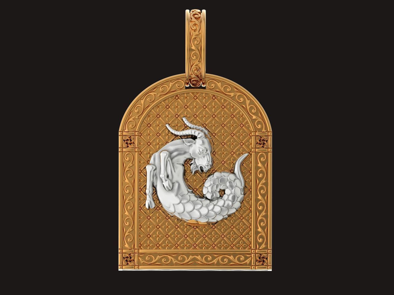 pendant capricorn astrology zodiac sign 1485 3D print model_11