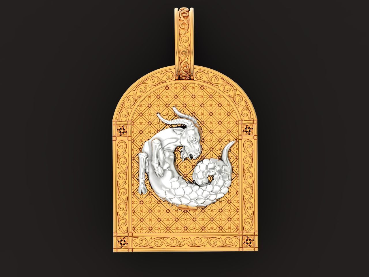 pendant capricorn astrology zodiac sign 1485 3D print model_31