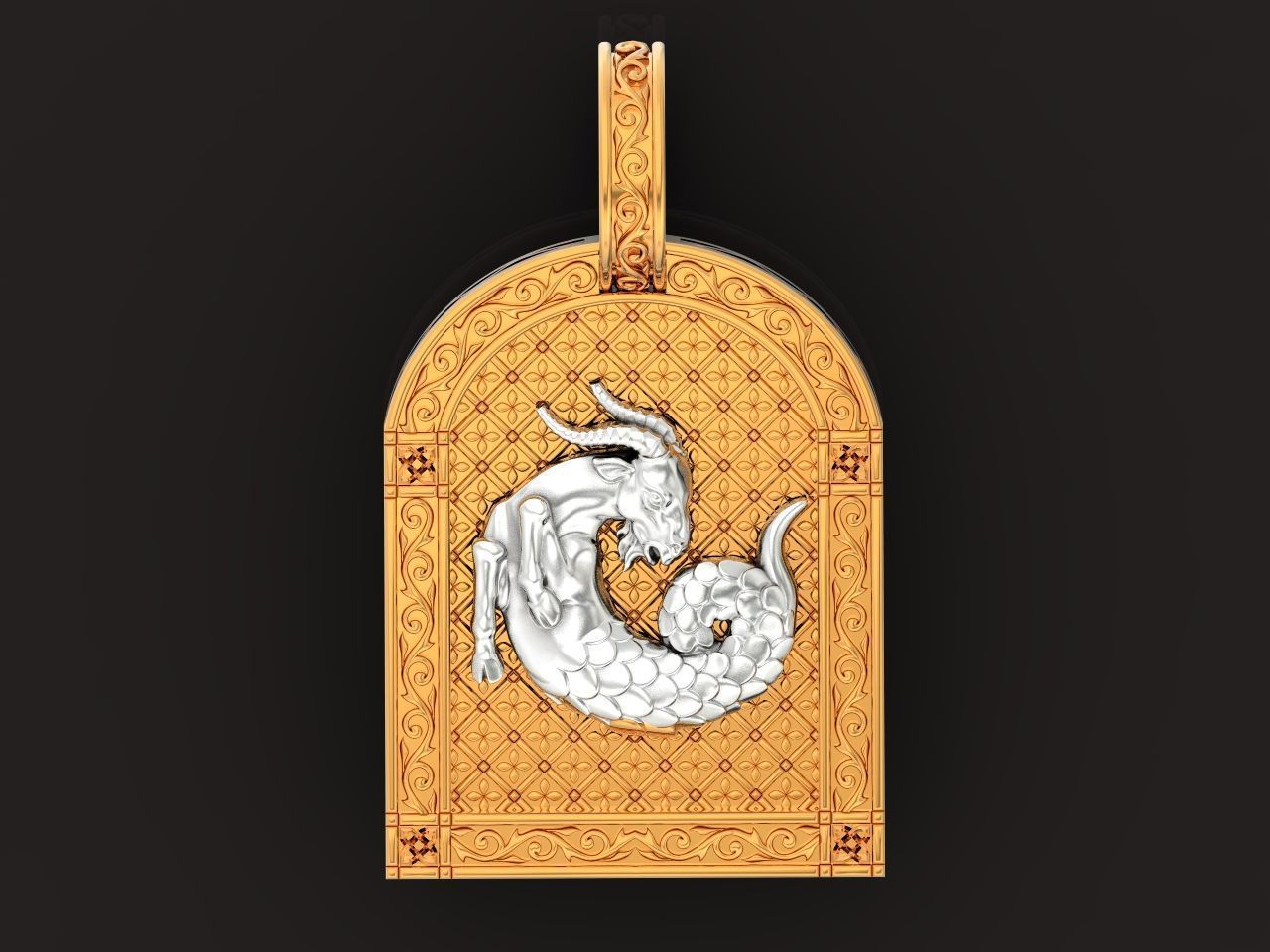 pendant capricorn astrology zodiac sign 1485 3D print model_15